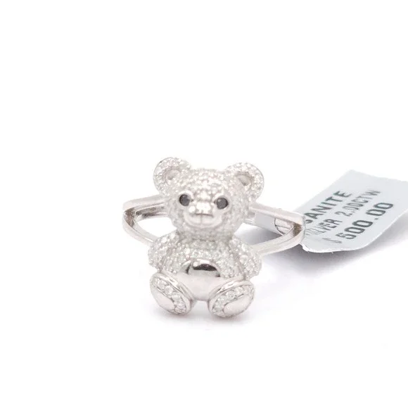 2.00 Ctw Moissanite Teddy Bear Ring – 925 Silver Plated, GRA Certified - Picture 8 of 17